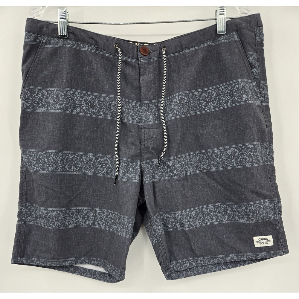 Katin Shorts Mens 36 Blue Chambray Cotton Blend Beach Outdoor Summer Button Fly